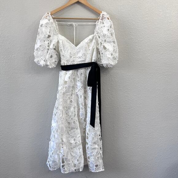 ANTHROPOLOGIE FOR LOVE AND LEMONS WHITE EMBROIDERED LACE MIDI DRESS Small - Picture 6 of 16